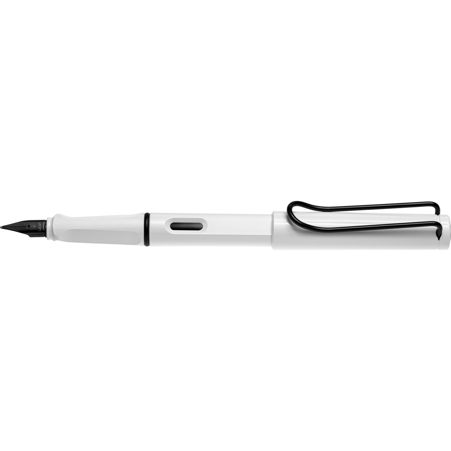 Перьевая ручка Lamy Safari, чёрная клипса, перо M, белая