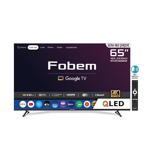 FOBEM MT65EG8000QF 65" UYDU ALICILI 4K ULTRA HD QLED GOOGLE TV