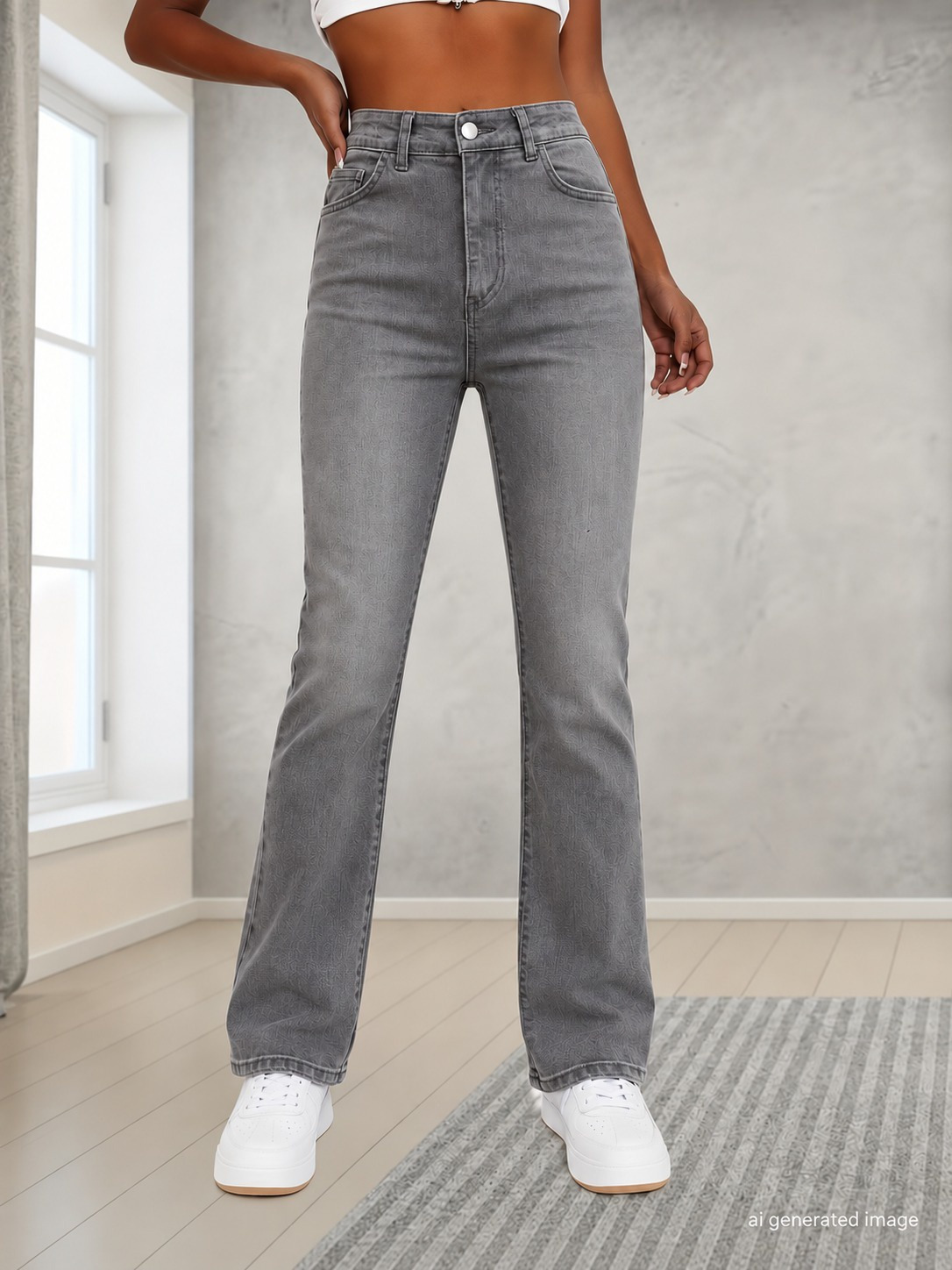 FashionWe 195462 Women’s High-Waisted Wide-Leg Jeans
