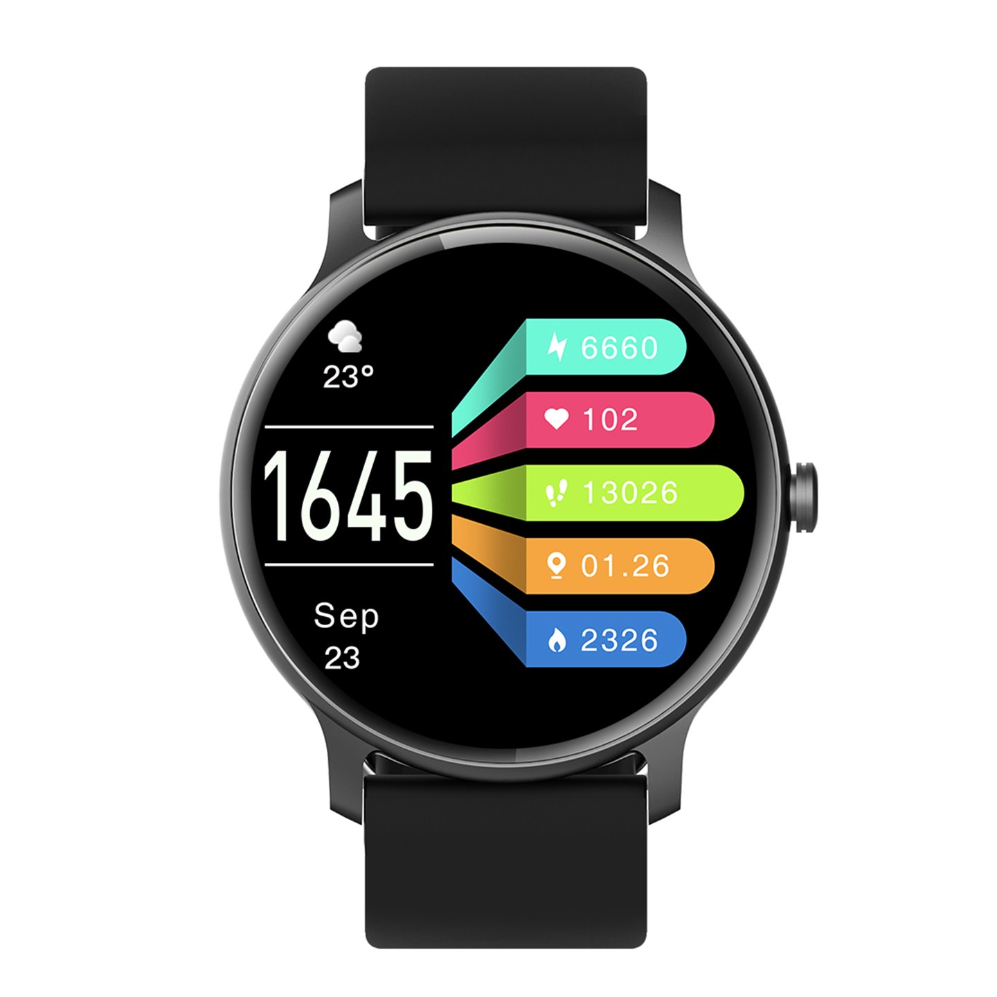 S-Link W02 DaFit-Compatible Bluetooth Smartwatch, 1.28-inch Screen, 200 mAh, Black