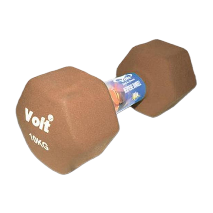 Voit 10 kg Hexagonal Neoprene Dumbbell – Brown