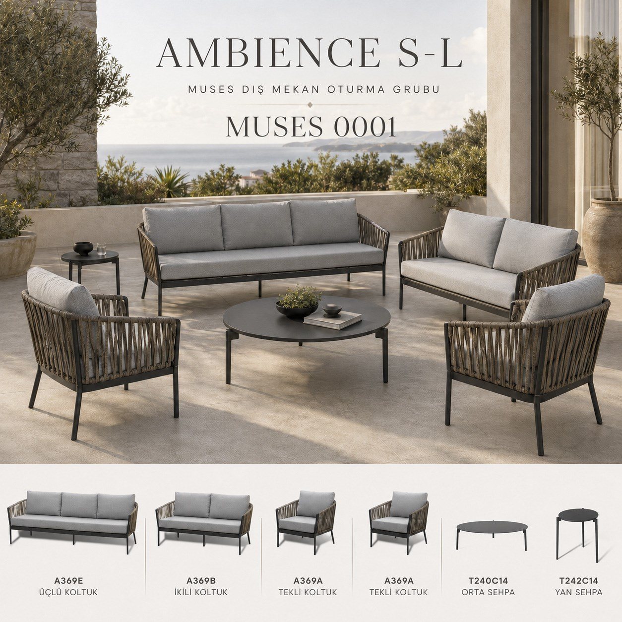 Max AR MUSES 0001 Muses Outdoor Seating Set with Sofas and Tables