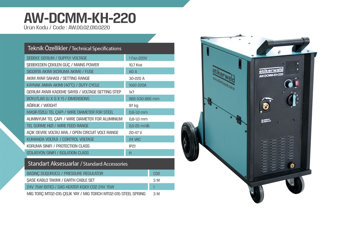 Atiker Gazaltı Kaynak Makinesi AW-DCMM-KH 220 AMP