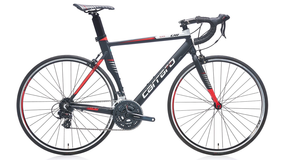 Carraro 28" Race 011 Aero Road Bike 21-Speed, Matte Black-Red-Silver