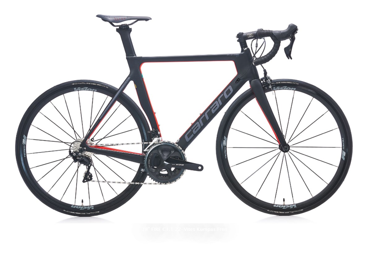 Carraro 28" Fire C1.1 Shimano 105 Mat Siyah-Antrasit-Kırmızı R3