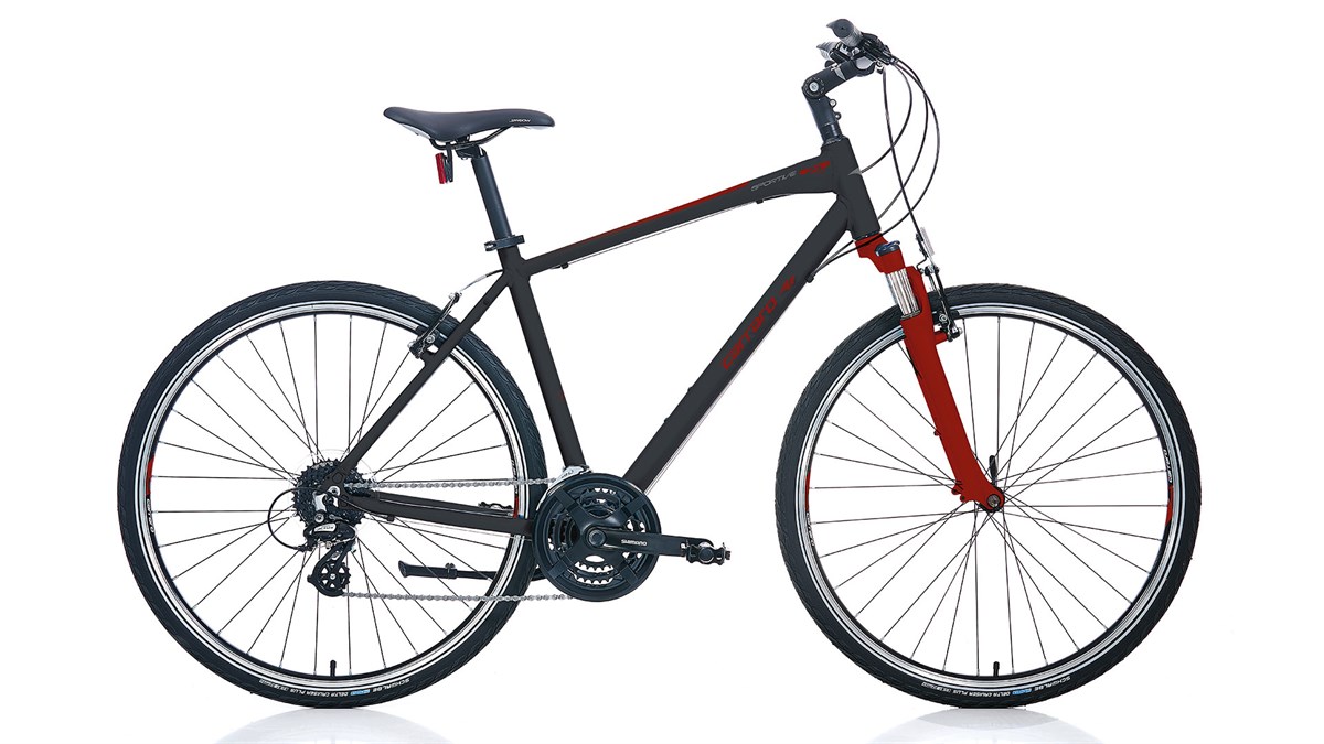 Carraro Sportive 224, городской велосипед 28", 24 скорости, матовый чёрный-красный-анtrацит