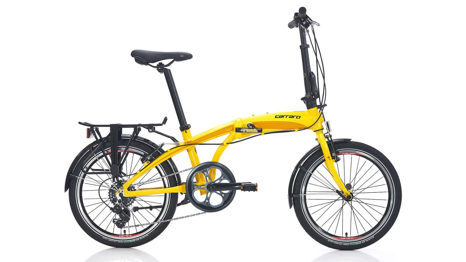 Carraro Flexi 107 320H 7-V Vb 20-inch Folding Bike, Yellow-Black-Red