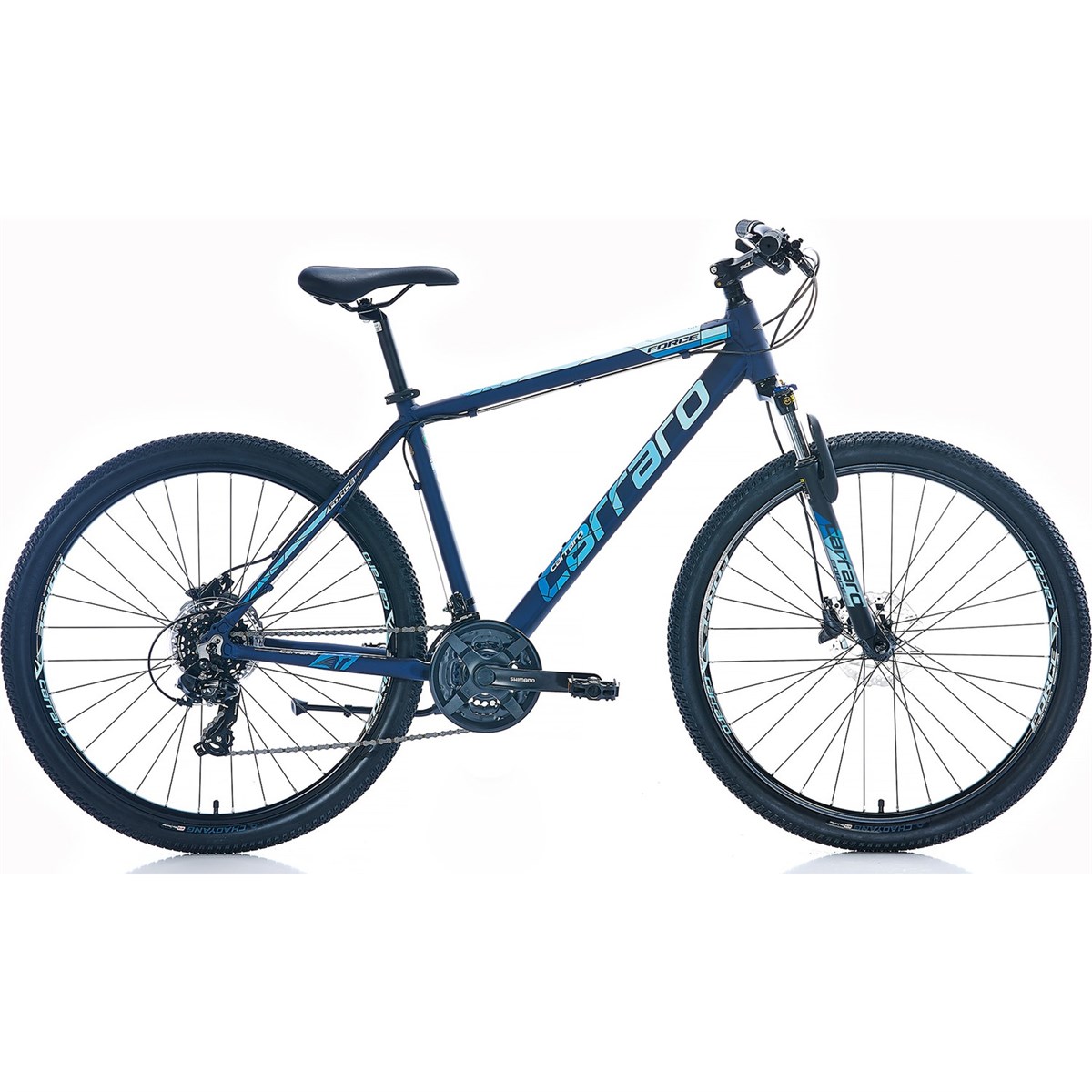 Carraro Force 720 27.5-inch 21-Speed HD Matte Mountain Bike, Dark Blue-Light Blue-Grey R1