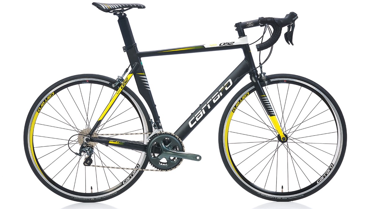 Carraro Race 052 20-V Road Bike, Matte Black-Yellow-White