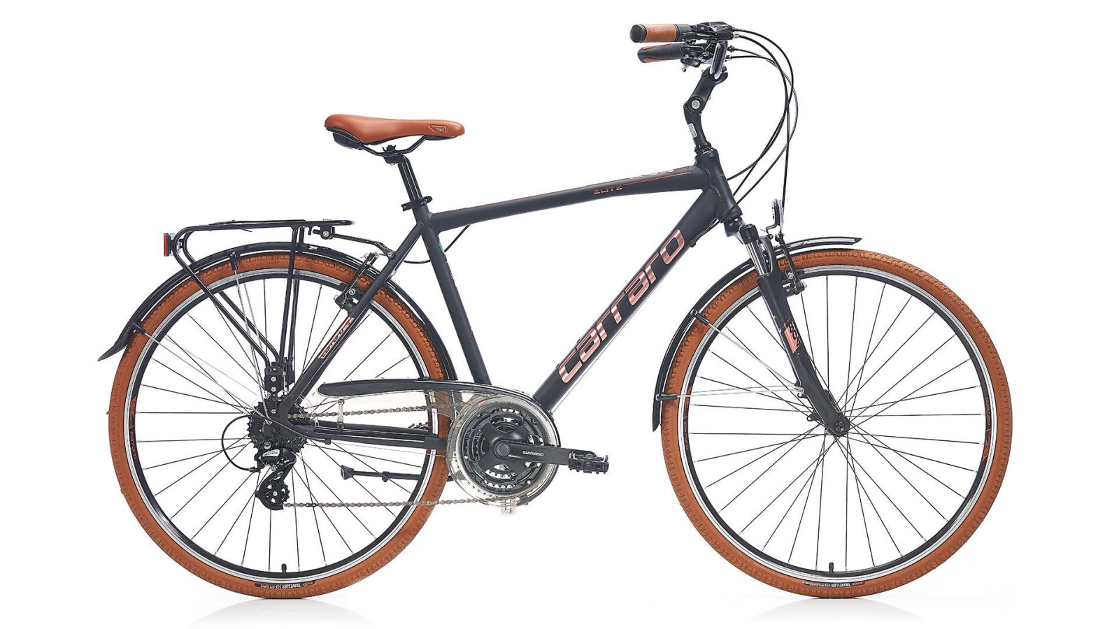 Carraro 28″ Elite 804 City, 24 скорости, матовый чёрный-коричневый-медный R1