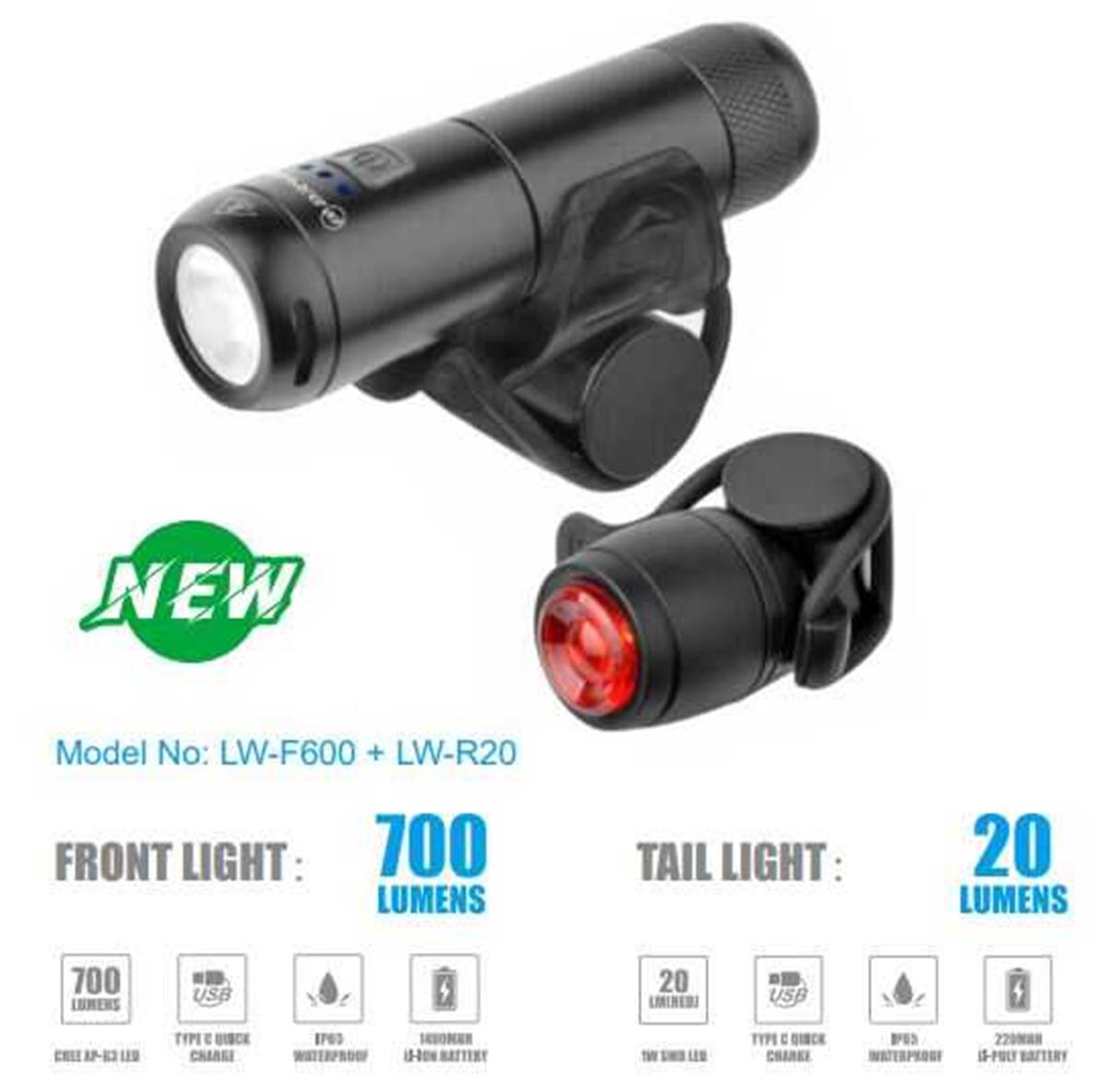 Eastpower LW-F600-R20 Front and Rear Bike Light Set