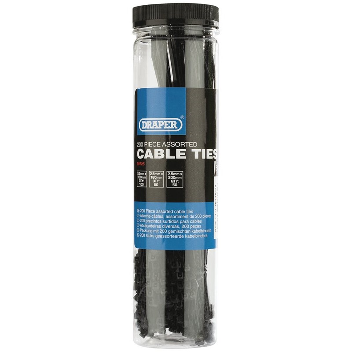 Draper DR 90725 200-Piece Plastic Cable Tie Set