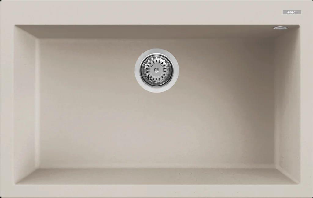 Elleci Quadra 130 Granite Sink, Single Bowl, No Drainer, 79x50, Soft White 39