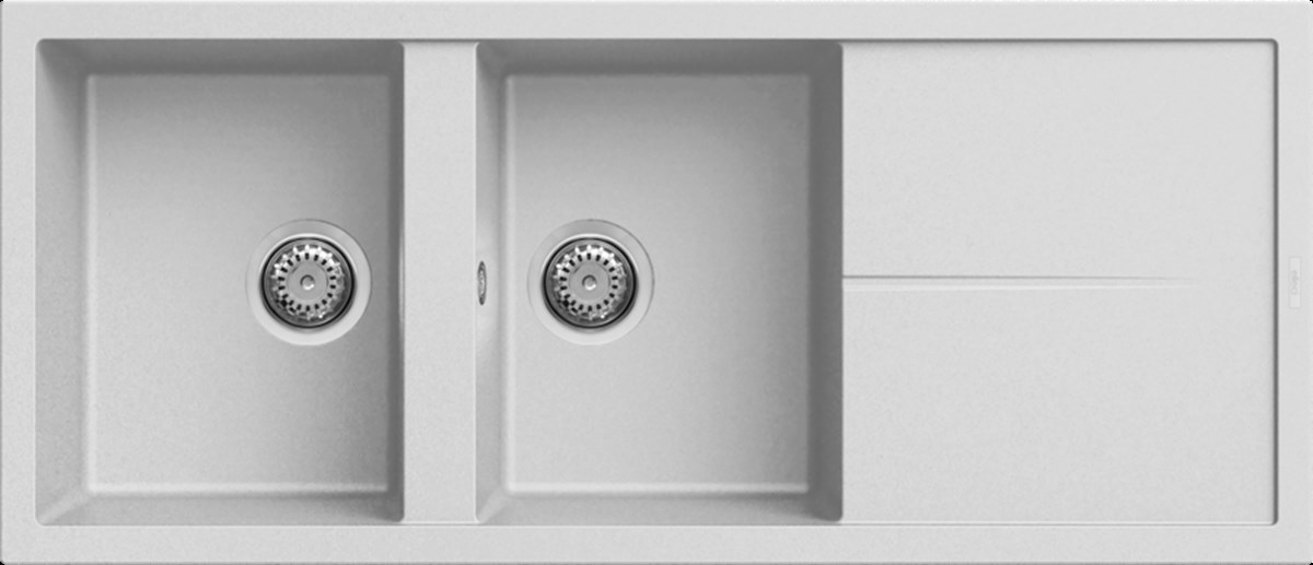 Elleci EL LGU50068 White Double-Bowl Granite Sink, 116 × 50 cm