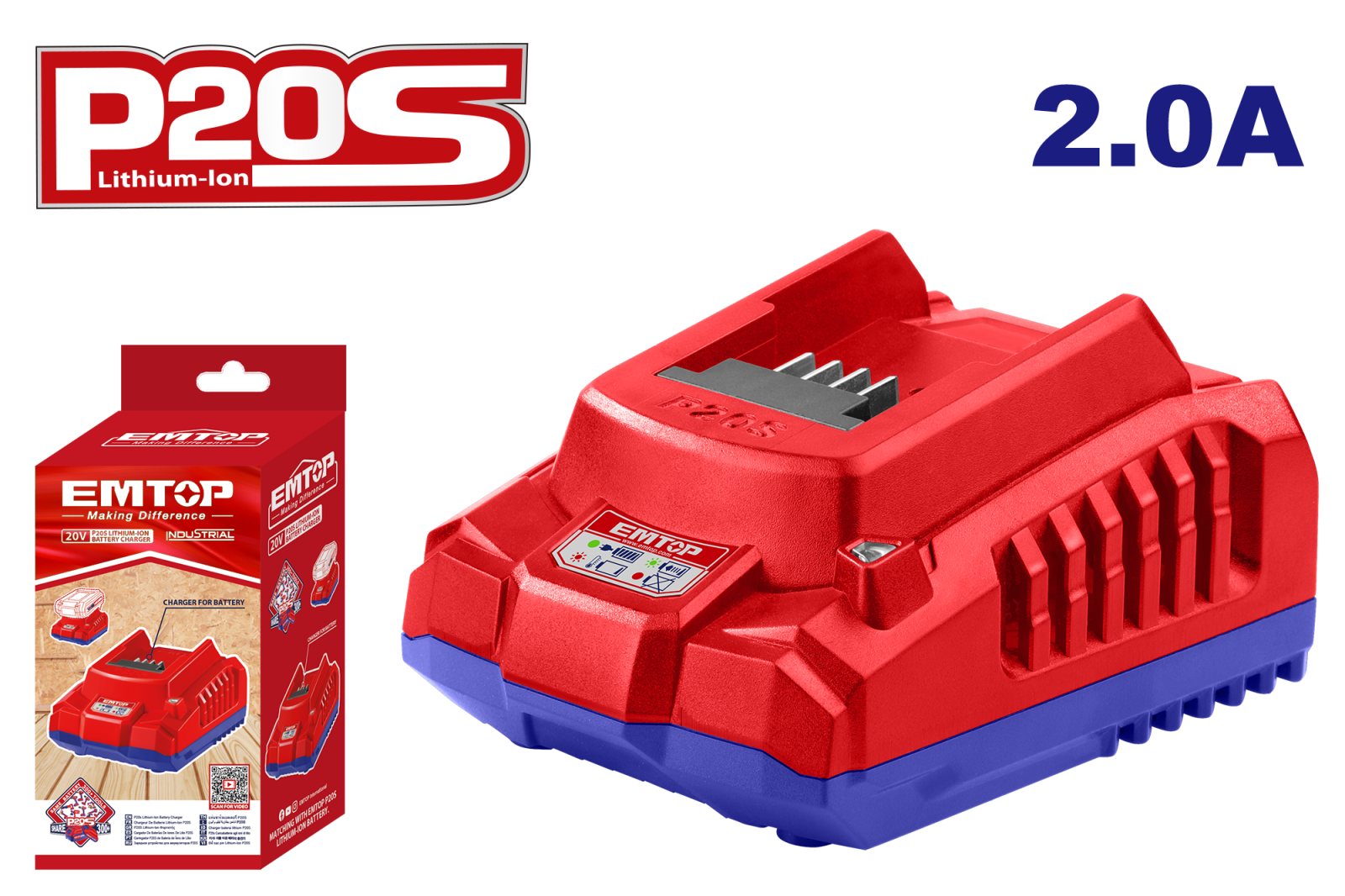 Emtop EMA EFCR20200E Li-Ion 20 V 2 Ah Charger