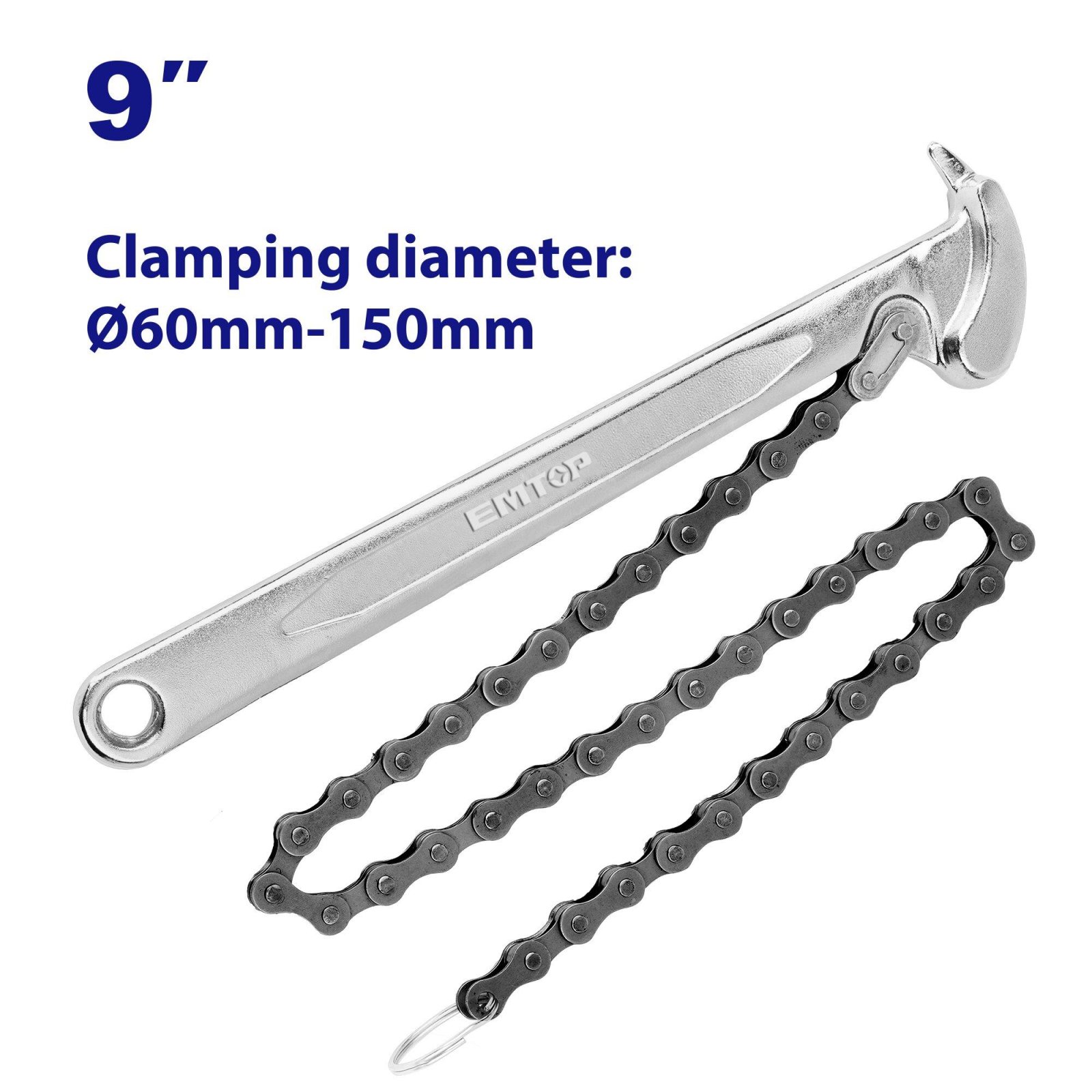 Emtop EMA EMAW1309 Chain Pipe Wrench 9 in, 60–150 mm