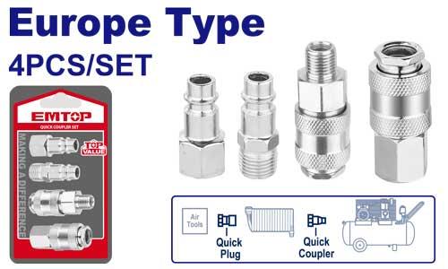 Emtop EMA EMQP4670 Air Compressor Connector Fittings, 4-Piece Set