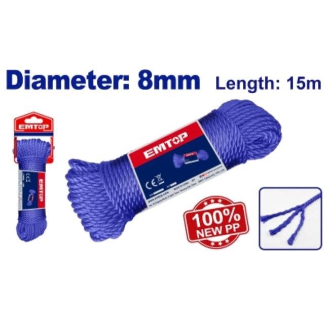 Emtop EMA EMRZ1308 Twisted PP Rope, 8 mm x 15 m
