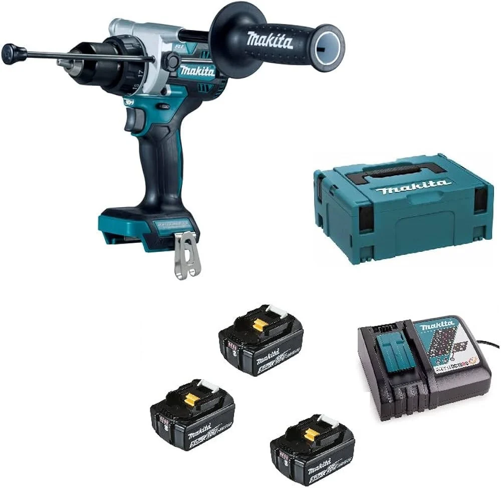 Makita MK DHP486RT3J 18V 5Ah Cordless Impact Drill, 3 Batteries, Charger and Case