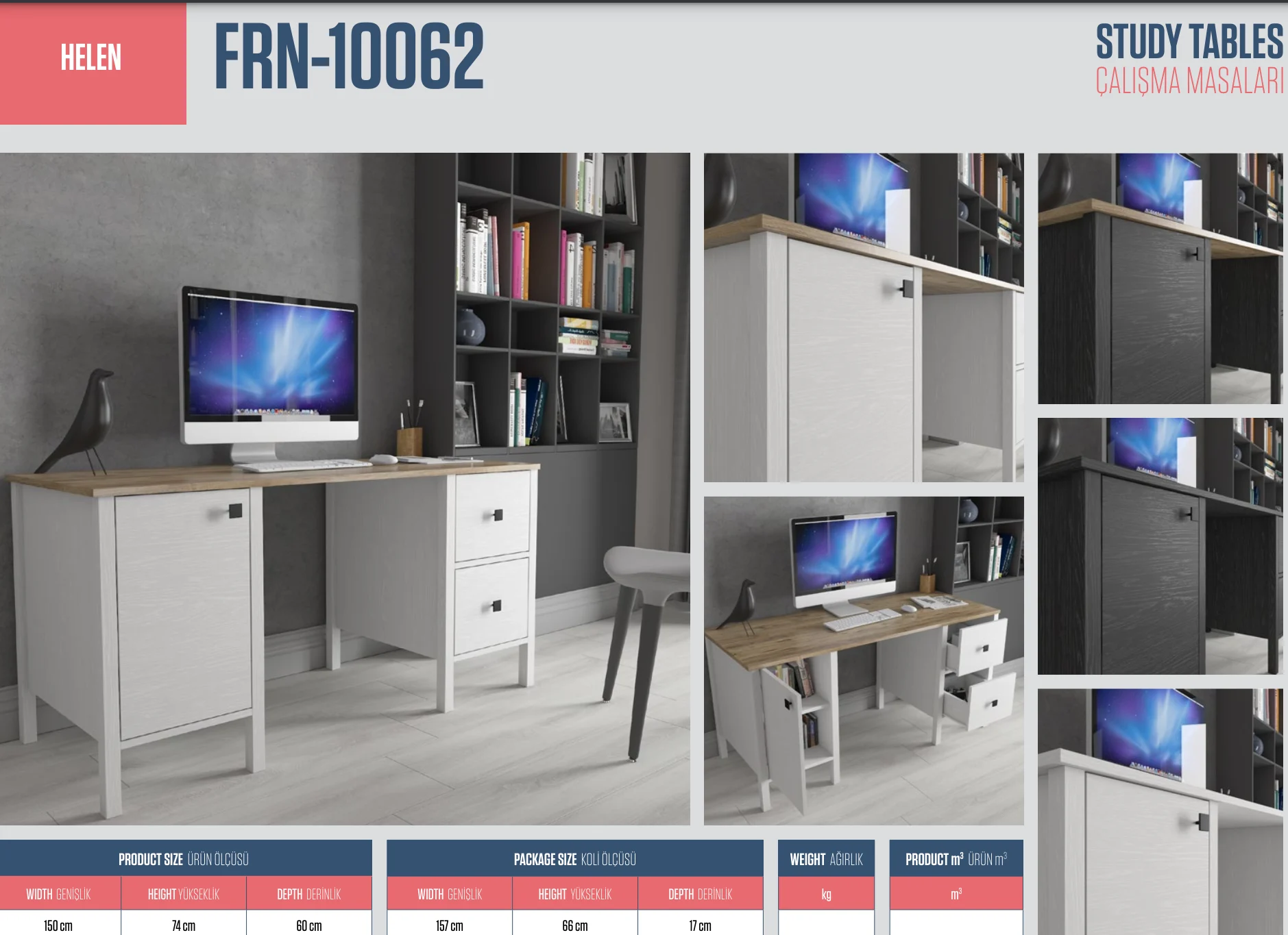Max Helen White Desk 150 × 74 × 60 cm
