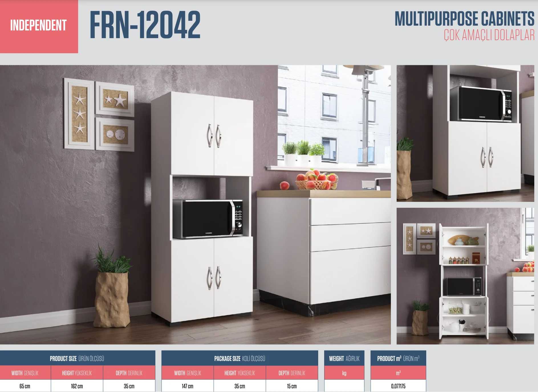 Independent Çok Amaçlı Dolap Beyaz 65CMx162CMx35CM