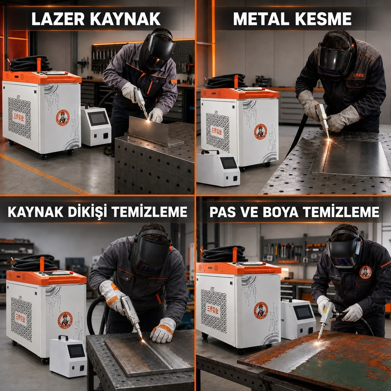 Kaynak Makinesi Lazer Kaynak/Kesme/Temizleme Hava Soğutmalı 4 IN 1