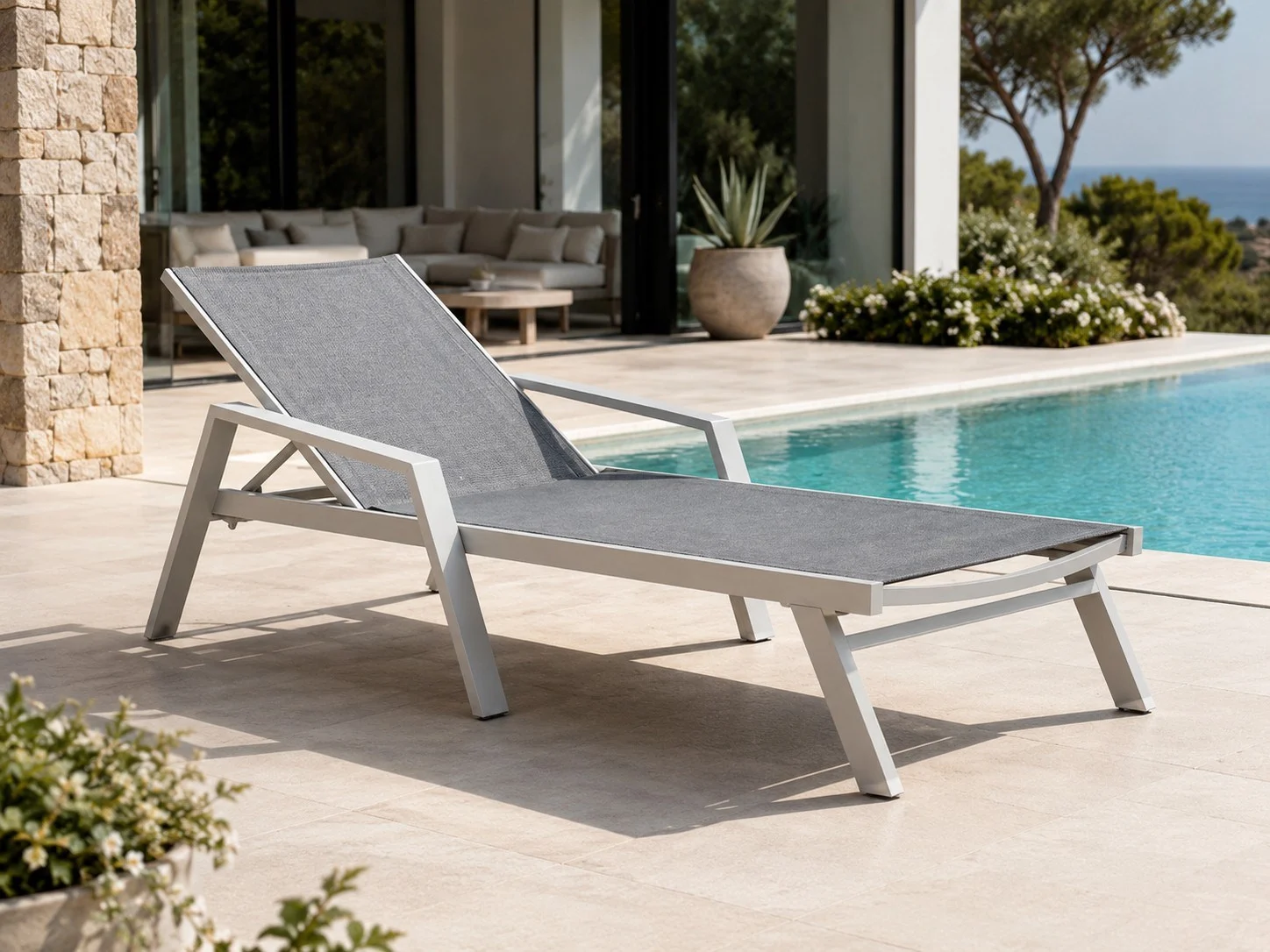 Max TN TF-6408 Armrest Aluminium Sun Lounger 200x72x32 cm