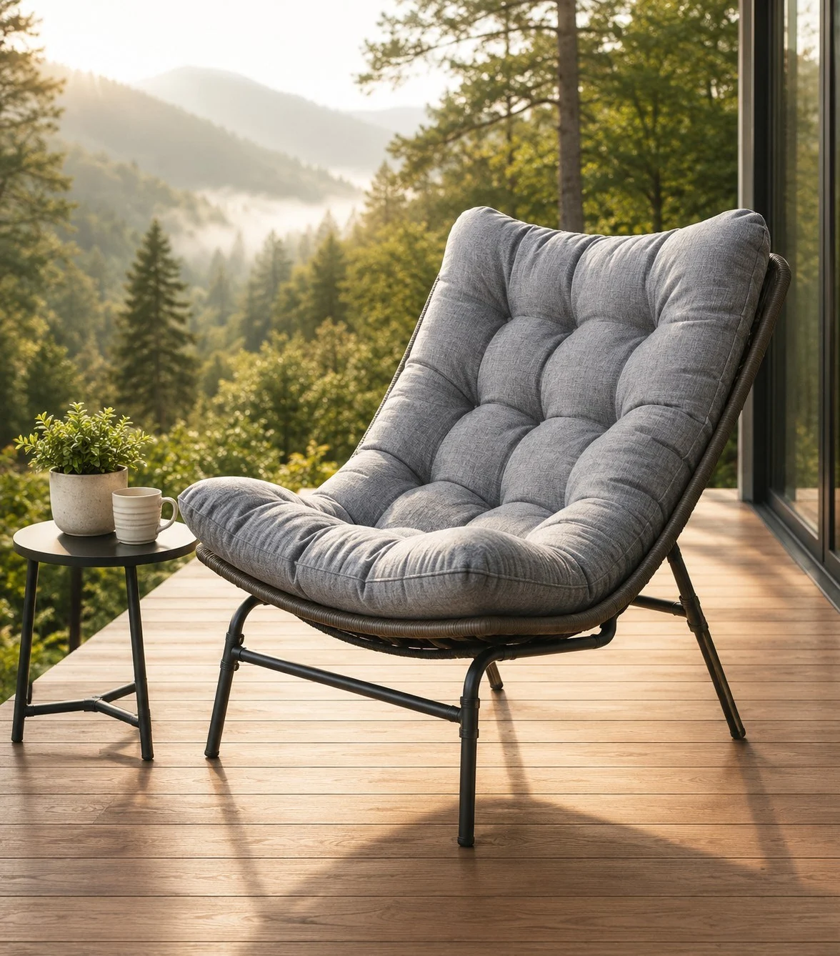 Lounge Sandalye 1 Kişi Çelik Gövde/Pe Rattan/Demonte