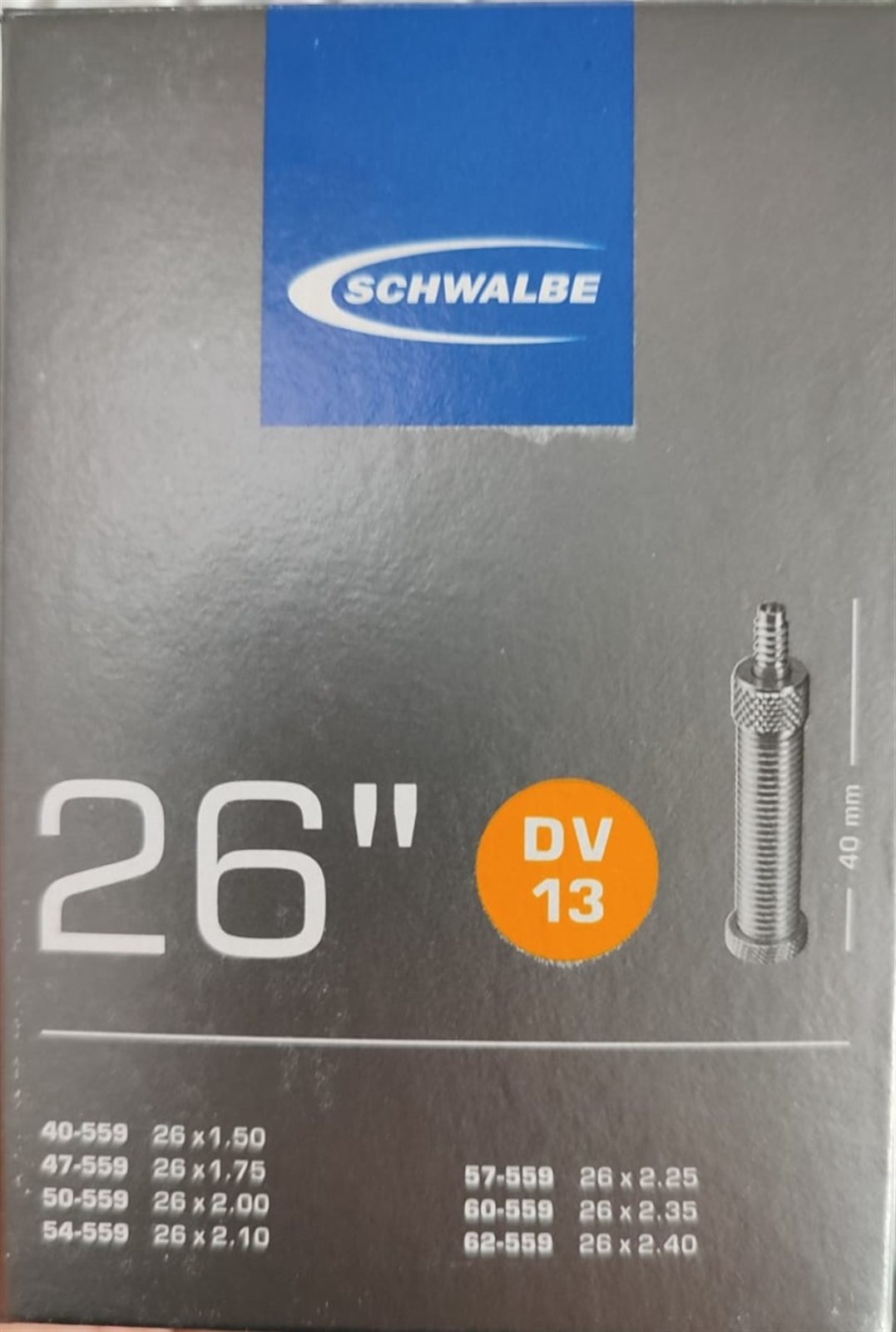 Камера Schwalbe для горного велосипеда 26x1.50–2.50 DV 40 мм