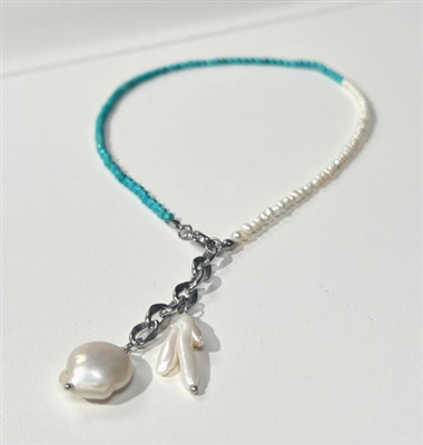 Kiena Mare Gold Necklace MRE01NG Blue White
