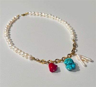 Kiena Luna Gold Necklace LNA01NG White