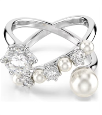 Swarovski Matrix cocktail ring, Crystal pearl SW5714375 Yüzük Gümüş 5714378