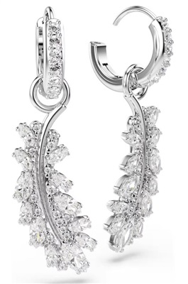 Swarovski Vienna:pe Feather 5754272 Küpe Gümüş/beyaz