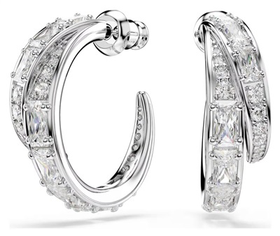 Swarovski Vienna:pe S Hoops 5749069 Küpe Gümüş/beyaz