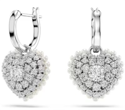 Swarovski Hyperbola drop earrings, Heart SW5684384 Küpe Gümüş