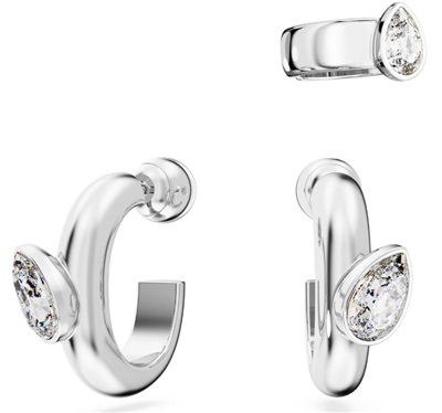 Swarovski Dextera hoop earrings with ear cuff, Set (3) SW5671192 Küpe Gümüş