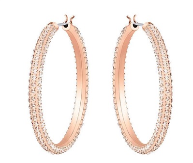 Swarovski Stone Pierced Earrings Hoop SW5383938 Küpe Rose Gold