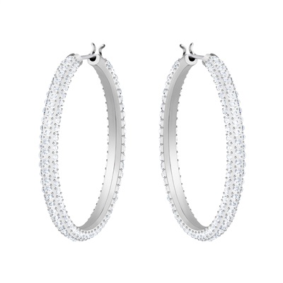 Swarovski Stone Pierced Earrings Hoop SW5389432, серебристые серьги-кольца