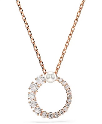 Swarovski Matrix SW5692265 Crystal Pearl Pendant Necklace, Rose Gold