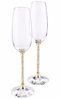 Swarovski Crystalline Toasting Flutes, Golden Shadow (Set of 2) SW5102143 EV Kristali Altın