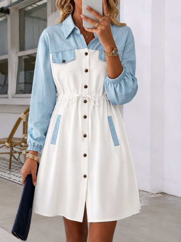 Girince 194316 Women's Denim-Look Mini Dress