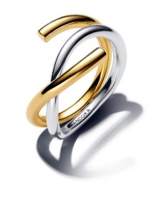 Pandora 163889C00 Women's Stainless Steel Ring, Yellow and Silver Plating