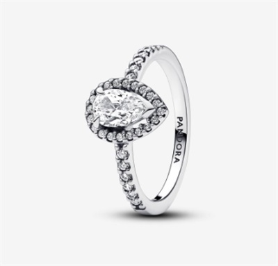 Pandora 192835C01 Silver-Tone Pear-Cut Ring