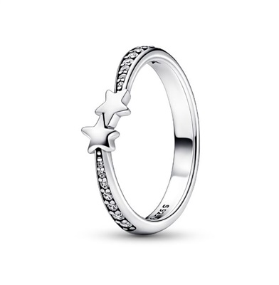 Кольцо Pandora 192365C01 «Падающие звёзды», серебристое