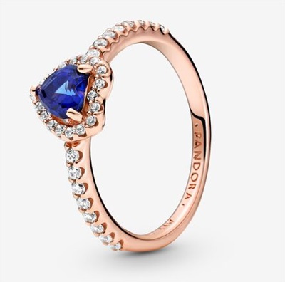 Pandora Rose 188421C01 кольцо цвета розового золота с синим камнем