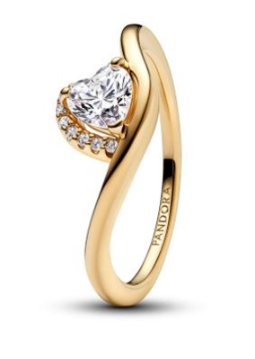 Pandora 163660C01 Wavy Heart Ring, Gold