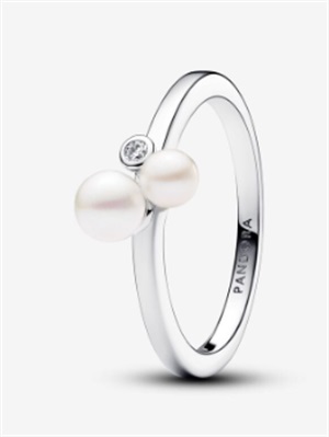 Pandora 193156C01 Silver Double Ring with Cultured Freshwater Pearls