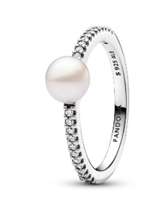Pandora 193158C01 Cultured Freshwater Pearl Pavé Ring, Silver