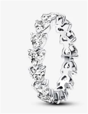 Pandora Row of Hearts Eternity Ring 193103C01, серебристое кольцо