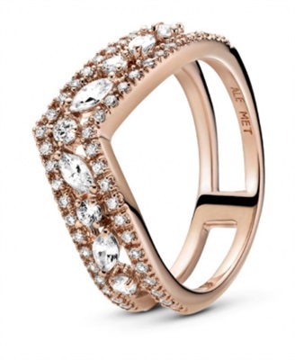 Pandora 189095C01 Двойное кольцо «Искрящиеся марquise» Rose Gold